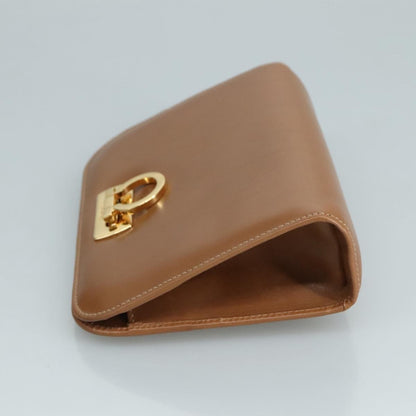 Salvatore Ferragamo Vintage Gancini Pochette Leather, BROWN, LEATHER, Clutche & pouche
