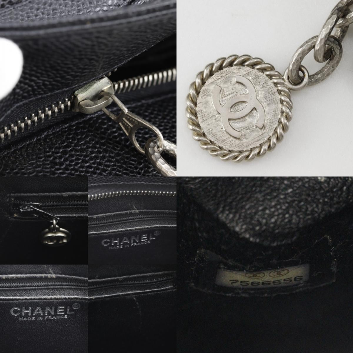 Chanel Medallion Tote Quilted Caviar, Black, Leather, Tote Bag