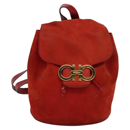Salvatore Ferragamo Gancini Backpack Suede, RED, SUEDE, Backpack