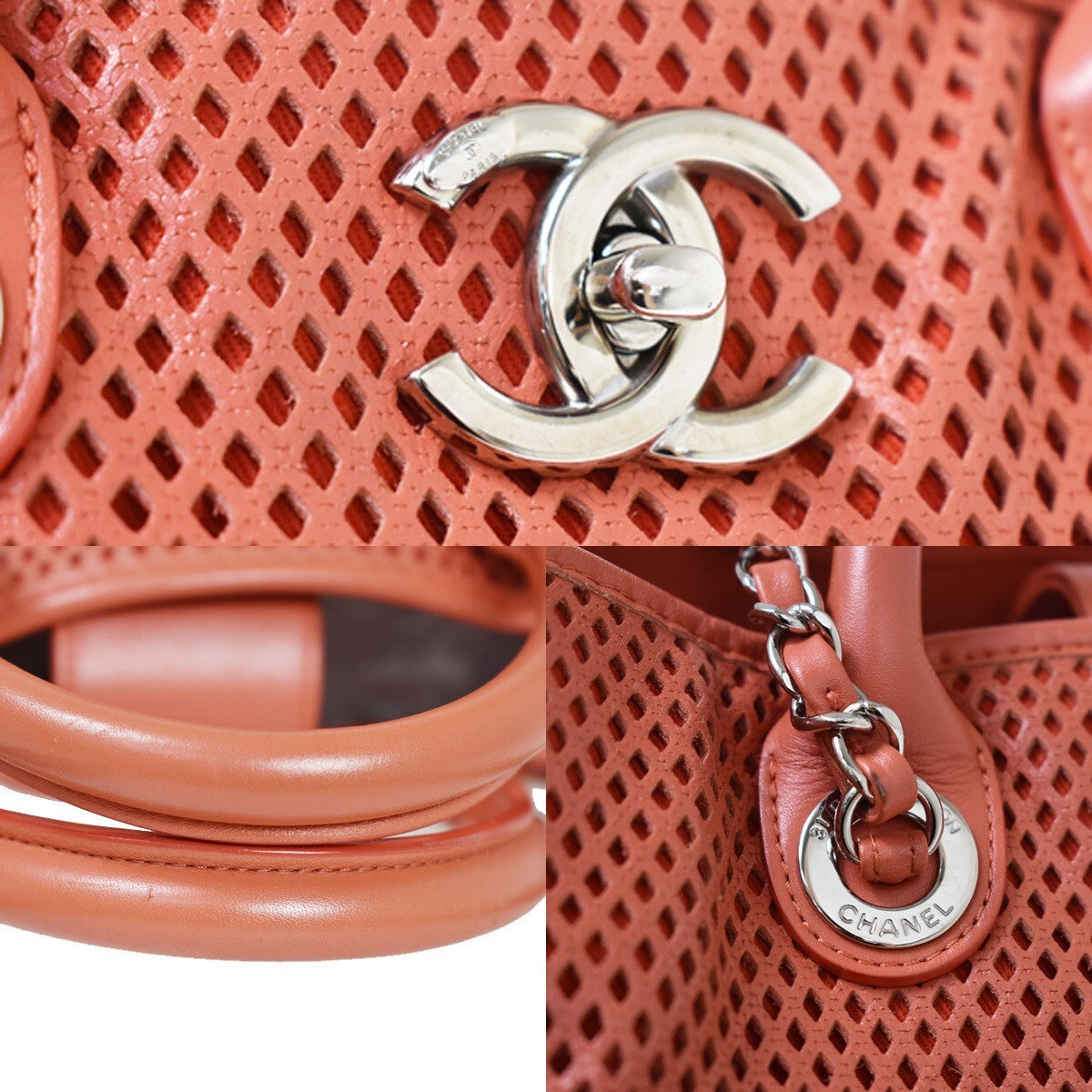 Chanel French Riviera Tote Quilted Caviar, RED, LEATHER, Handbag