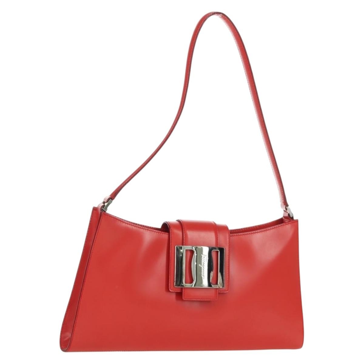 Salvatore Ferragamo Vintage Shoulder Bag Leather, Red, Leather, Shoulder Bag