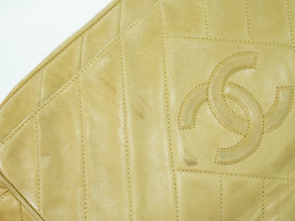 Chanel Vintage Diamond CC Camera Bag Quilted Leather, BEIGE, LEATHER, Crossbody bag