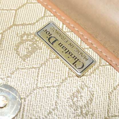 Christian Dior Vintage Honeycomb Flap Crossbody Bag Canvas and Leather, BEIGE, CANVAS, Crossbody bag