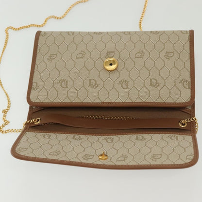 Christian Dior Vintage Honeycomb chain Canvas, BEIGE, CANVAS, Handbag