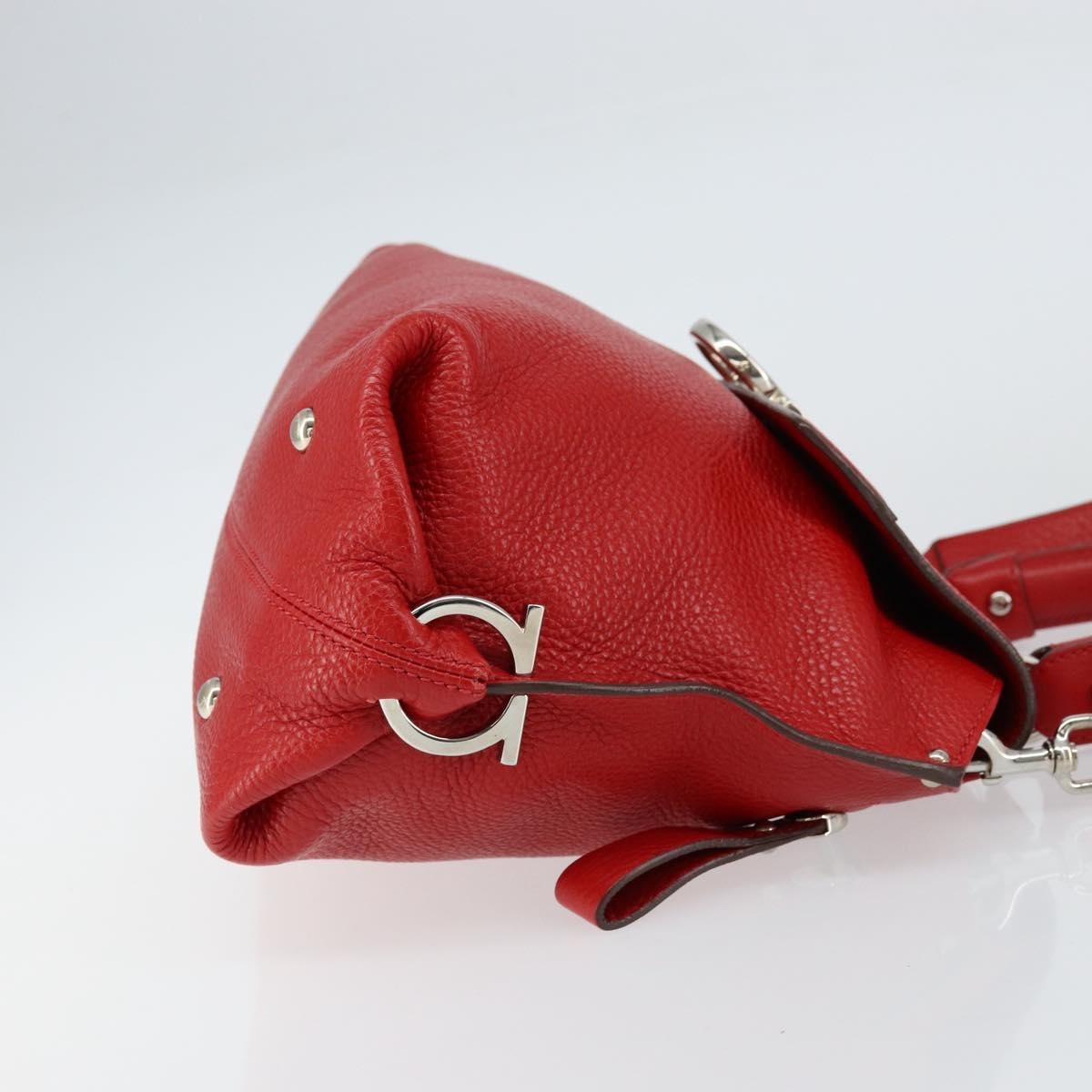 Salvatore Ferragamo Sofia Satchel Grainy Leather, RED, LEATHER, Handbag