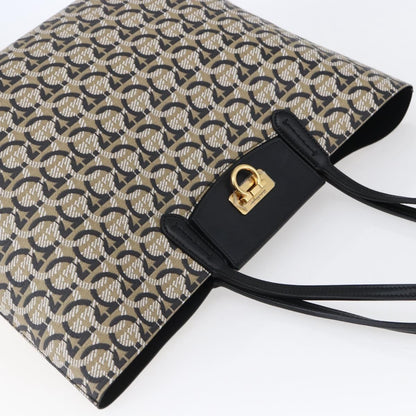 Salvatore Ferragamo Gancini Travel Tote Gancini Jacquard, BEIGE, CANVAS, Tote bag