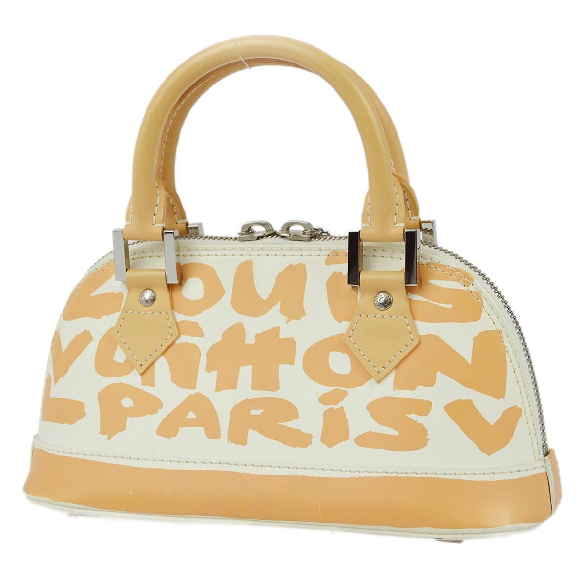 Louis Vuitton Alma Handbag Limited Edition Graffiti Leather, Beige, Leather, Handbag