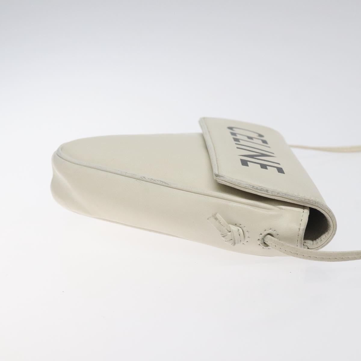 Celine Triangle Bag Leather, WHITE, LEATHER, Shoulder bag