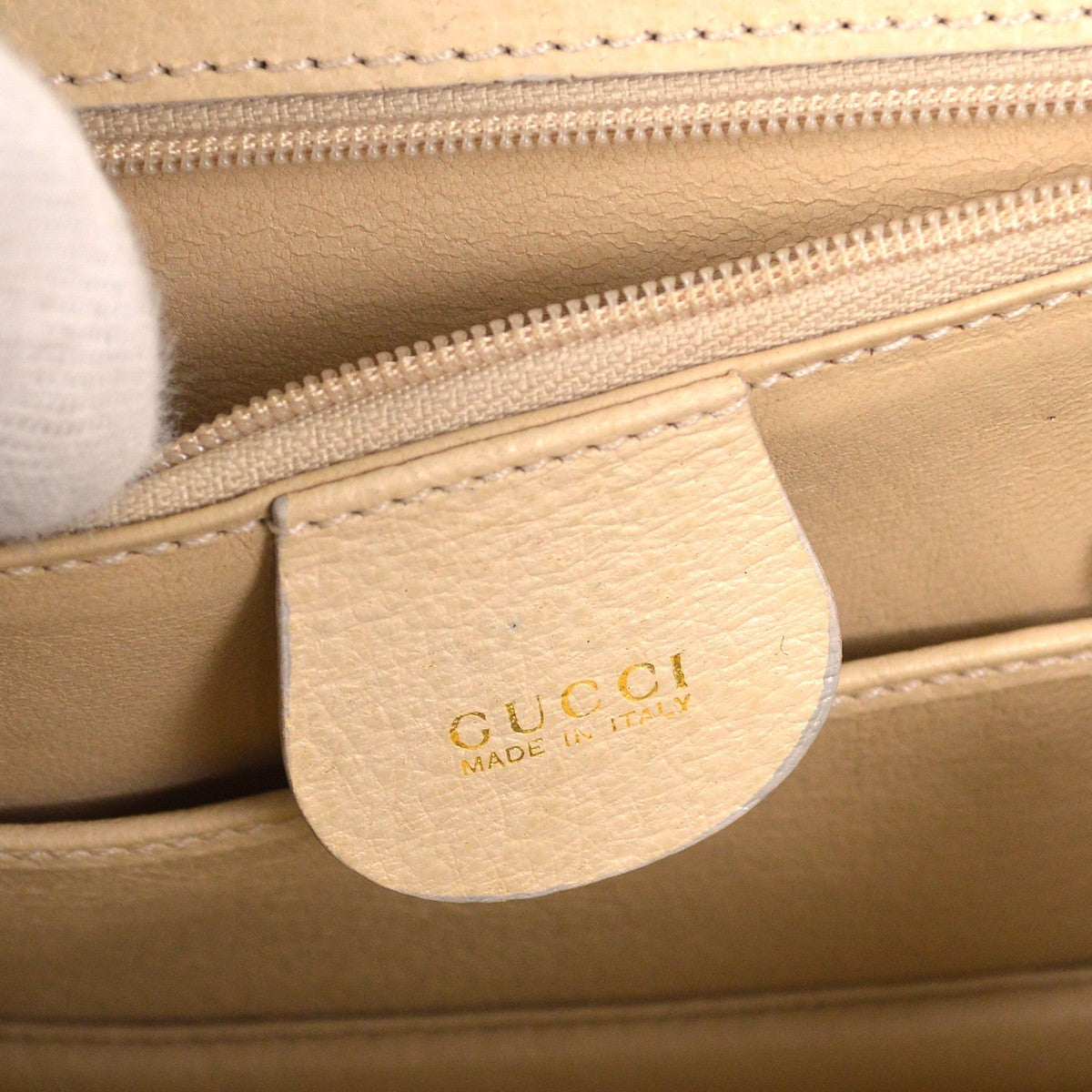 Gucci Vintage Convertible Bamboo Top Handle Bag Leather, BEIGE, LEATHER, Handbag