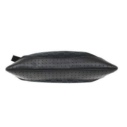 Gucci Zip Messenger Bag GG Canvas with Perforated Leather, BLACK, CANVAS, Shoulder bag