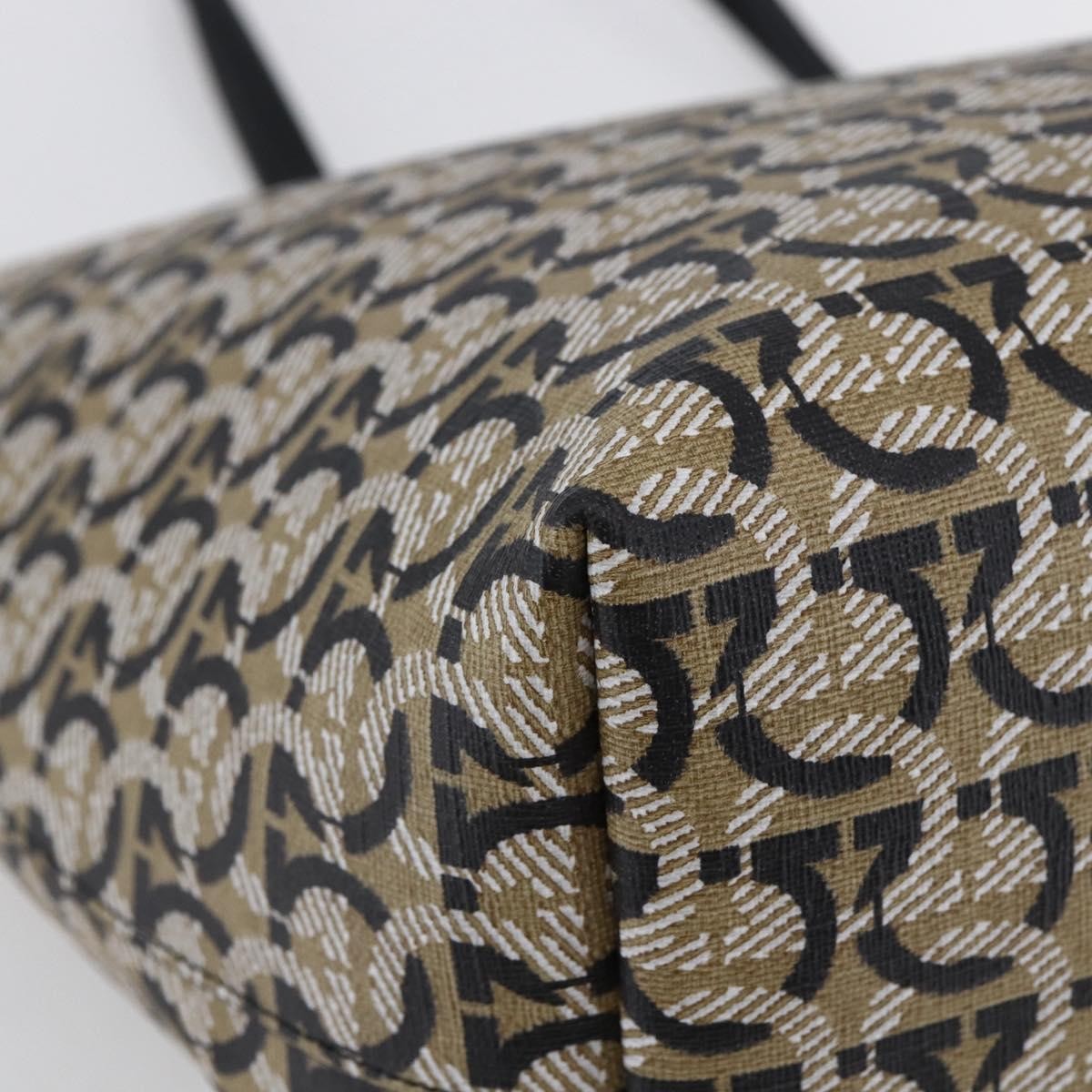 Salvatore Ferragamo Gancini Travel Tote Gancini Jacquard, BEIGE, CANVAS, Tote bag