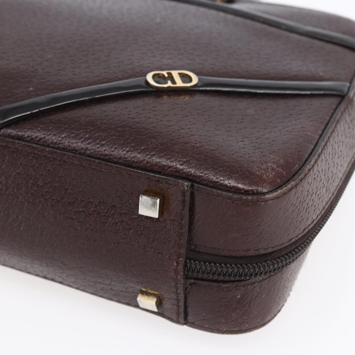 Christian Dior Vintage CD Handbag Leather, BROWN, LEATHER, Handbag