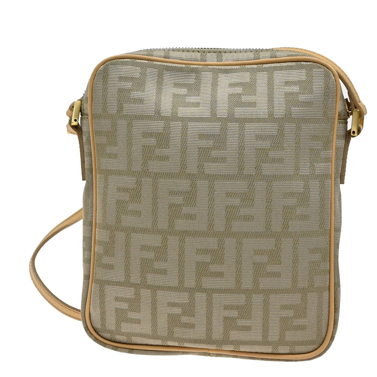 Fendi Logo Zucca Shoulder Bag Zucca, BEIGE, CANVAS, Shoulder bag