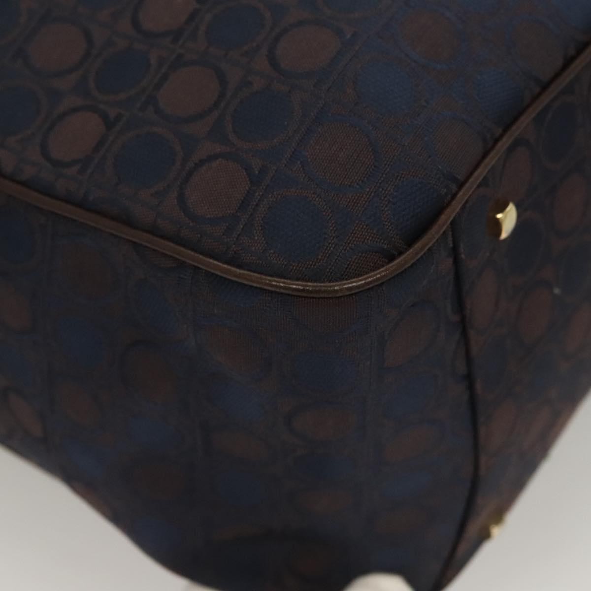 Salvatore Ferragamo Gancini handbag Canvas and Leather, NAVY, CANVAS, Handbag