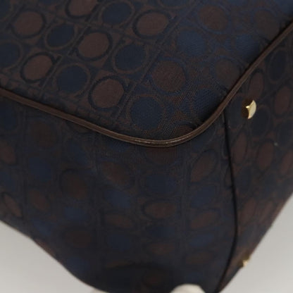 Salvatore Ferragamo Gancini handbag Canvas and Leather, NAVY, CANVAS, Handbag