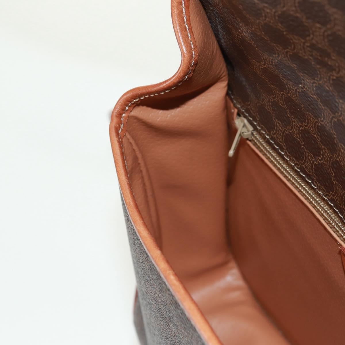 Celine Vintage Macadam Circle Logo Shoulder Bag Canvas and Leather, BROWN, CANVAS, Shoulder bag