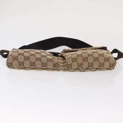 Gucci Vintage Double Belt Bag GG Canvas with Leather, BEIGE, CANVAS, Clutche & pouche