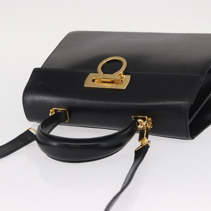 Salvatore Ferragamo Convertible Top Handle Bag Leather, BLACK, LEATHER, Handbag
