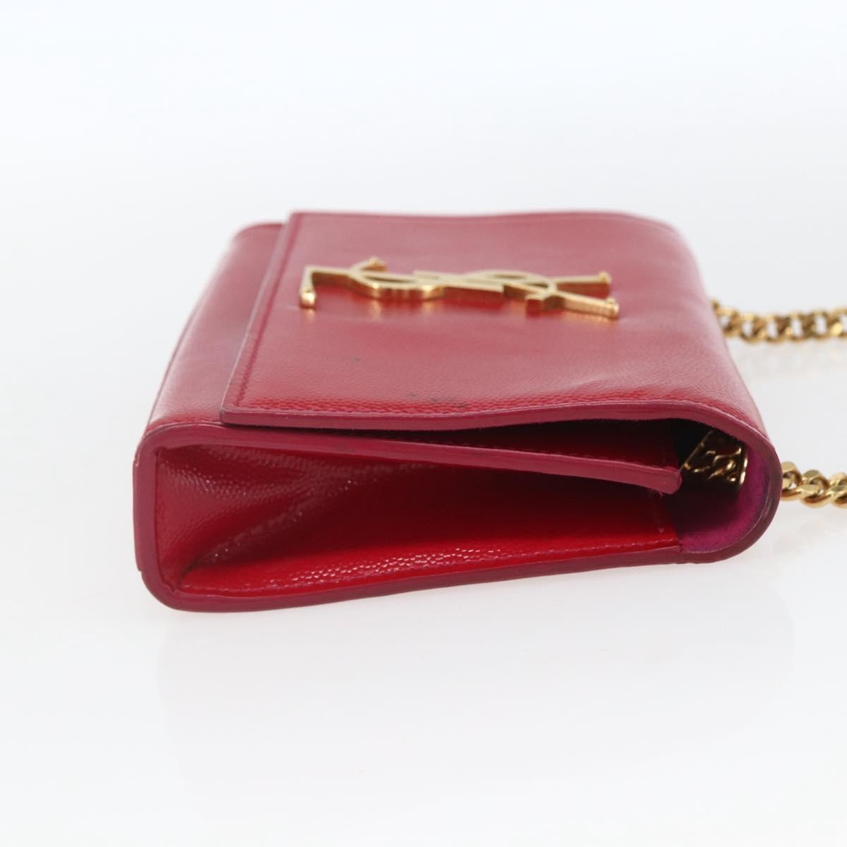 Saint Laurent Classic Monogram Crossbody Bag Grainy Leather, RED, LEATHER, Clutche & pouche