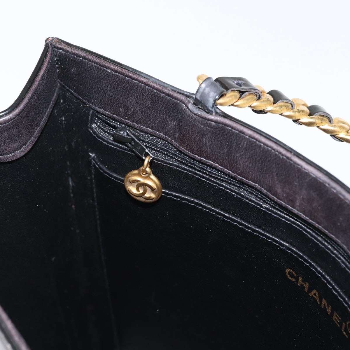 Chanel Chocolate bar tote Leather, BLACK, PATENT_LEATHER, Handbag