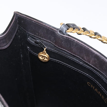 Chanel Chocolate bar tote Leather, BLACK, PATENT_LEATHER, Handbag