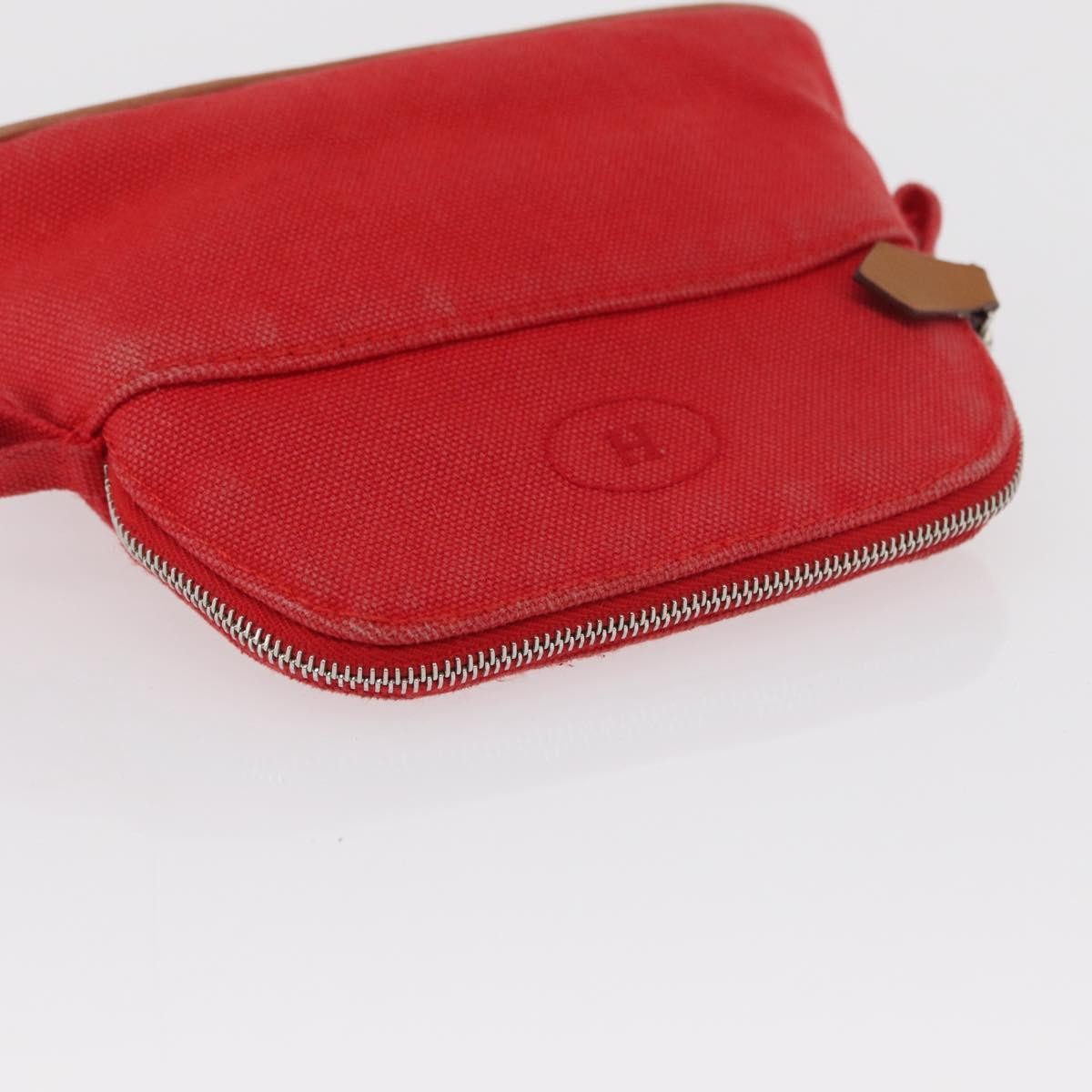 Hermes Bolide Travel Pouch Canvas, RED, CANVAS, Clutche & pouche
