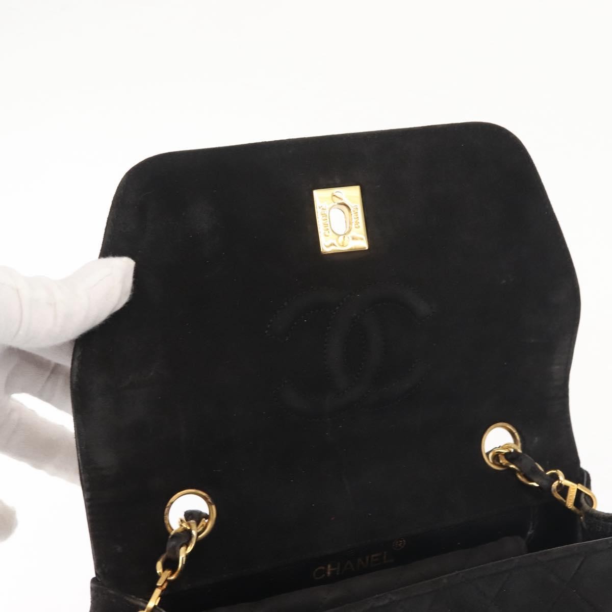 Chanel Vintage Clutch Pleated Leather, BLACK, SUEDE, Clutche & pouche