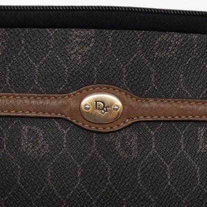 Christian Dior Vintage Honeycomb Zip Pouch Coated Canvas, BLACK, PVC, Clutche & pouche