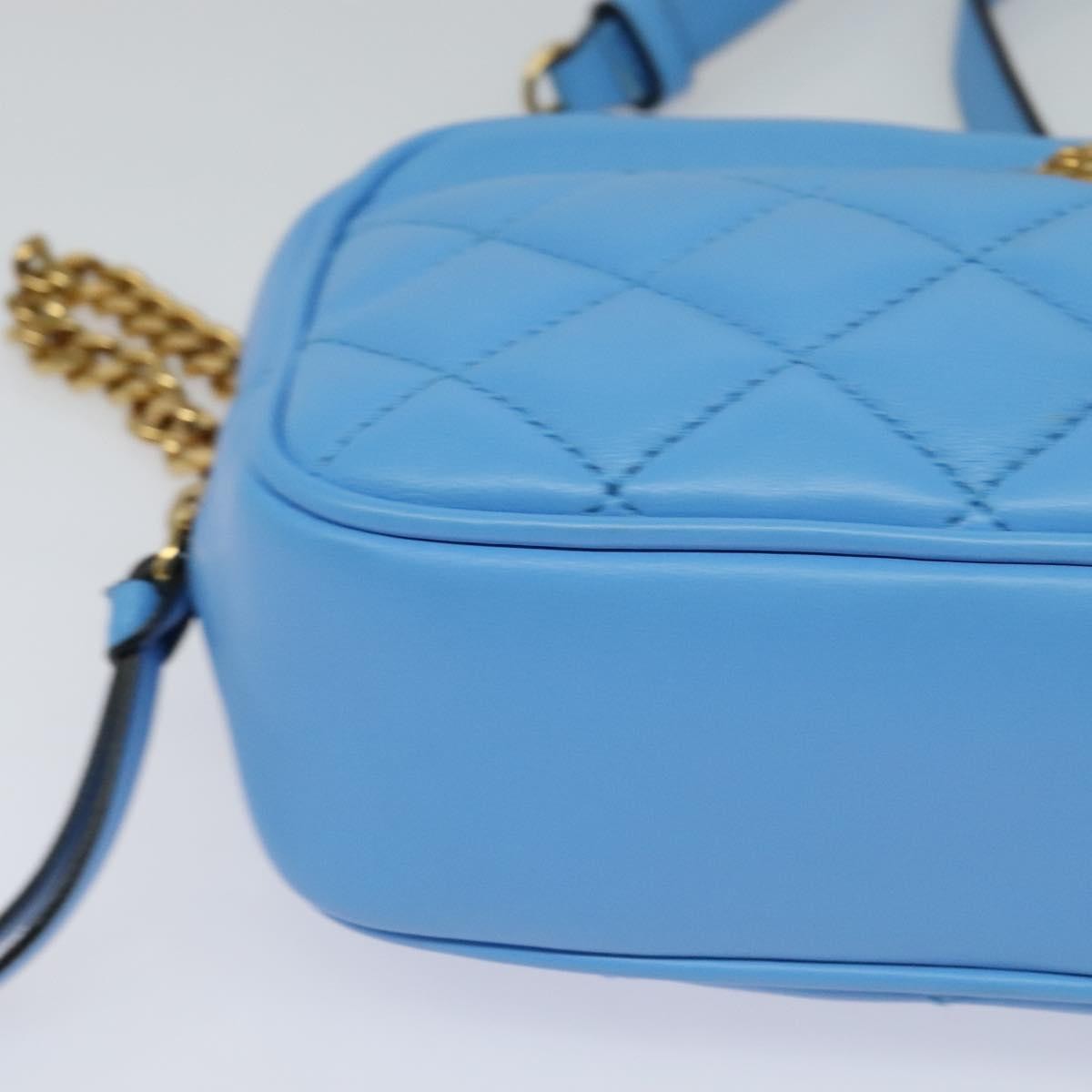 Versace Medusa Icon Front Slip Pocket Camera Bag Quilted Leather, BLUE, LEATHER, Crossbody bag
