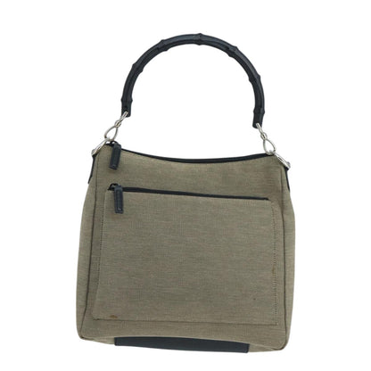 Gucci Vintage Bamboo Handle Tote Canvas, BEIGE, CANVAS, Shoulder bag