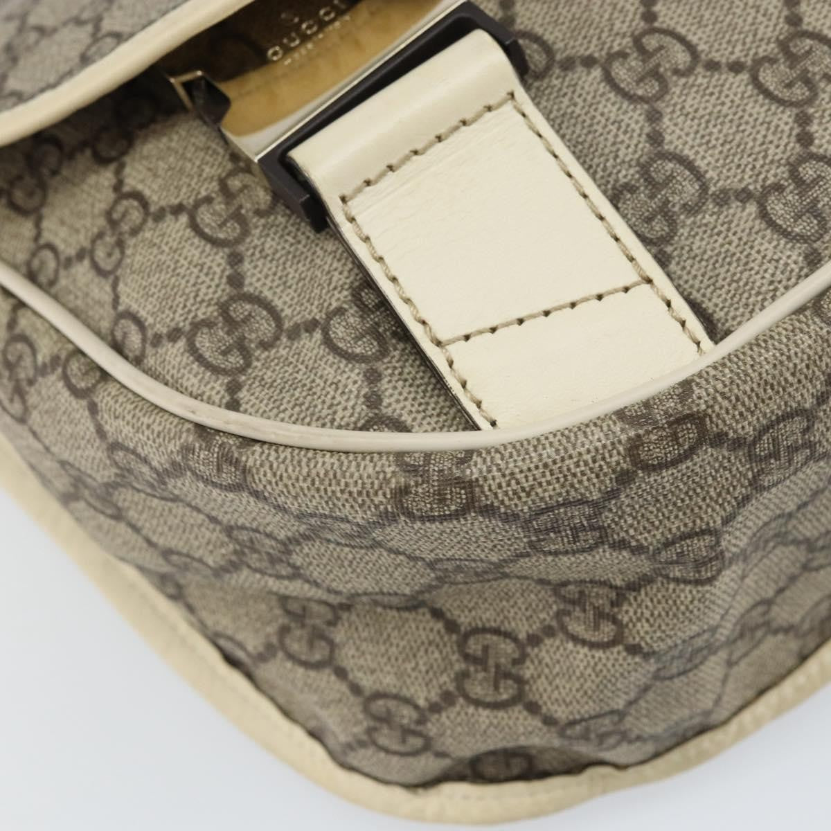 Gucci Double Buckle Flap Messenger Bag GG Coated Canvas with Leather, BEIGE, PVC, Shoulder bag