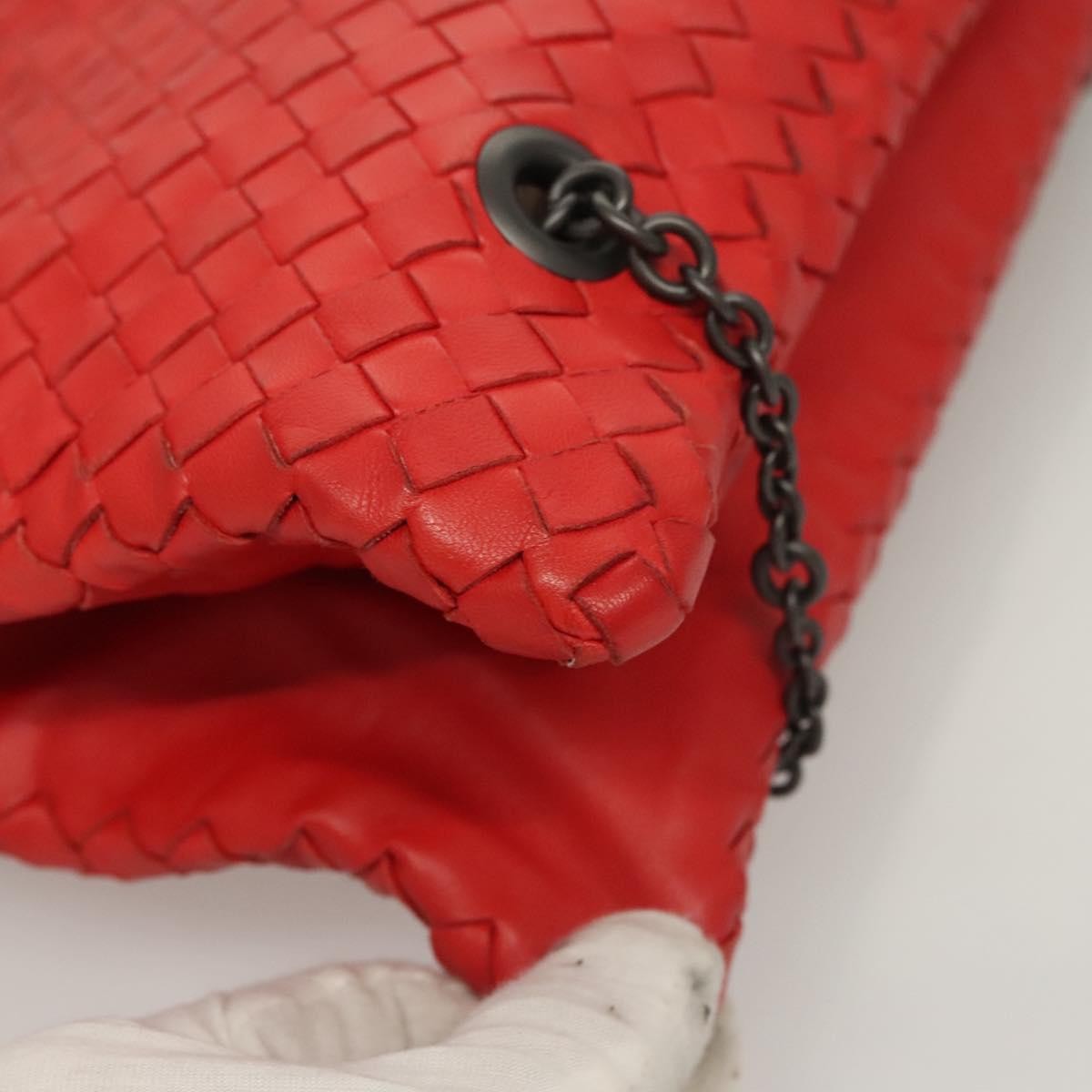 Bottega Veneta Intrecciato Leather, RED, LEATHER, Shoulder bag