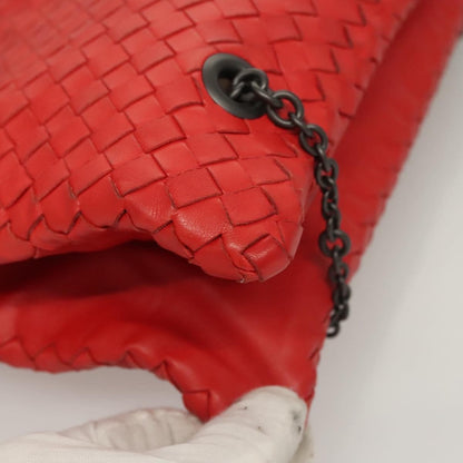 Bottega Veneta Intrecciato Leather, RED, LEATHER, Shoulder bag