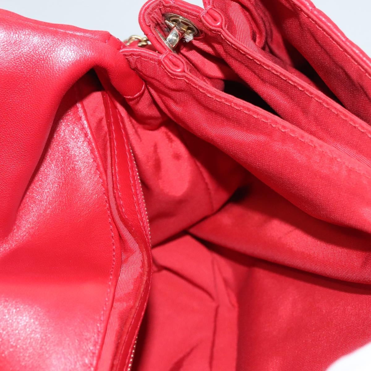Christian Dior Delidior Chain Shoulder Bag Cannage Quilt Leather, RED, LEATHER, Shoulder bag