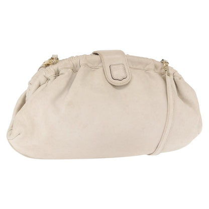 Celine Vintage Shoulder Bag Leather, WHITE, LEATHER, Shoulder bag