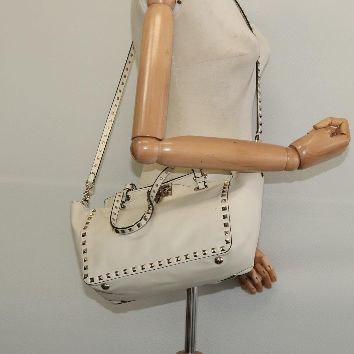 Valentino Garavani Rockstud Tote Soft Leather, WHITE, LEATHER, Tote bag