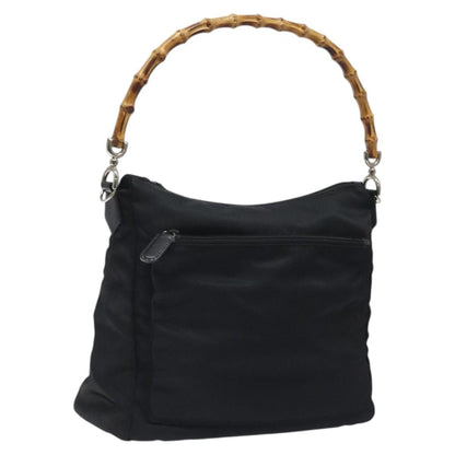 Gucci Vintage Bamboo Shoulder Bag Nylon, BLACK, NYLON, Shoulder bag