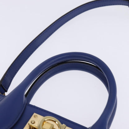 Salvatore Ferragamo Studio Satchel Leather, BLUE, LEATHER, Handbag