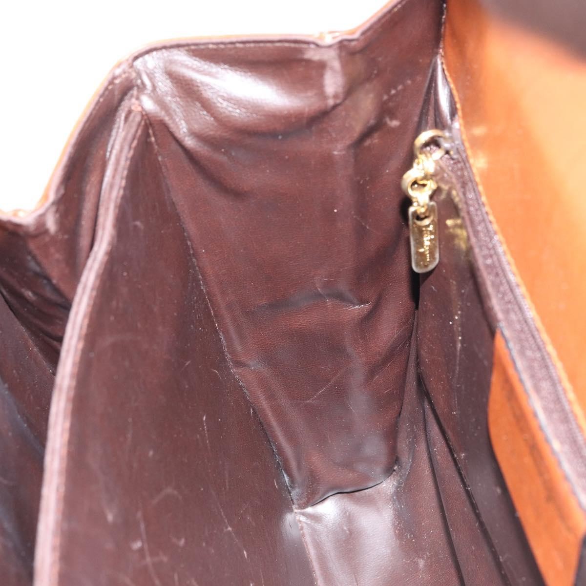 Salvatore Ferragamo Vintage Handbag Leather, BROWN, LEATHER, Handbag