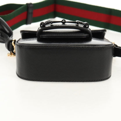 Gucci Vintage Horsebit Shoulder bag Leather, BLACK, LEATHER, Shoulder bag