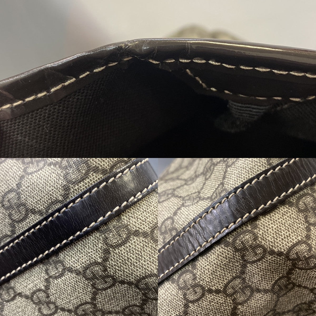 Gucci Joy Tote GG Coated Canvas with Leather, BROWN, CANVAS, Tote bag