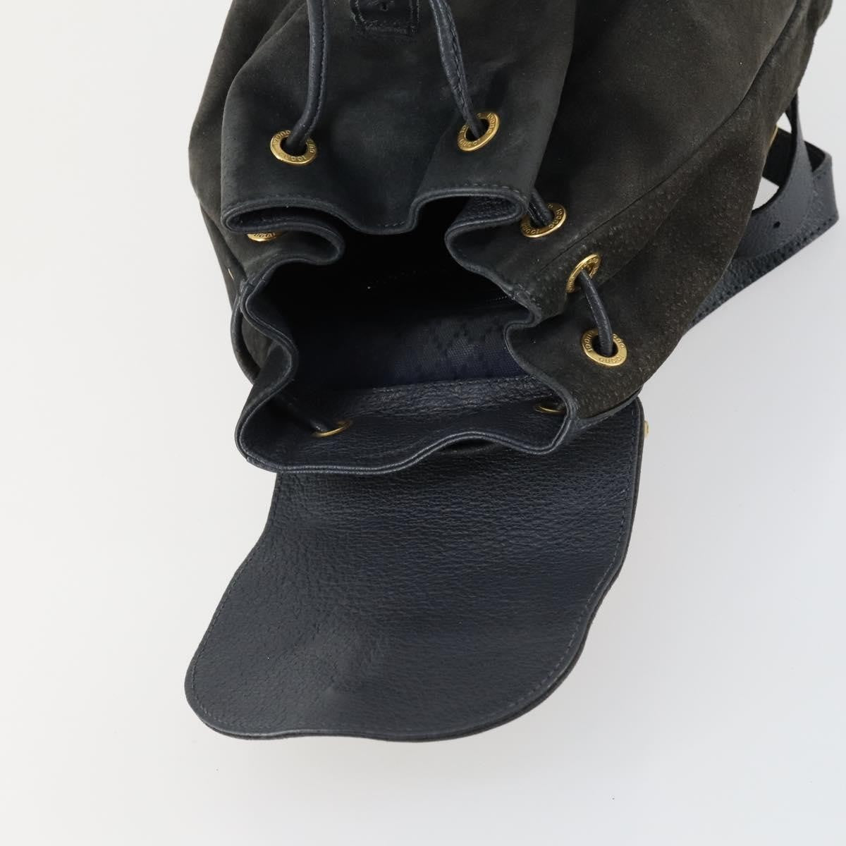 Gucci Vintage Bamboo Backpack Suede, NAVY, SUEDE, Backpack