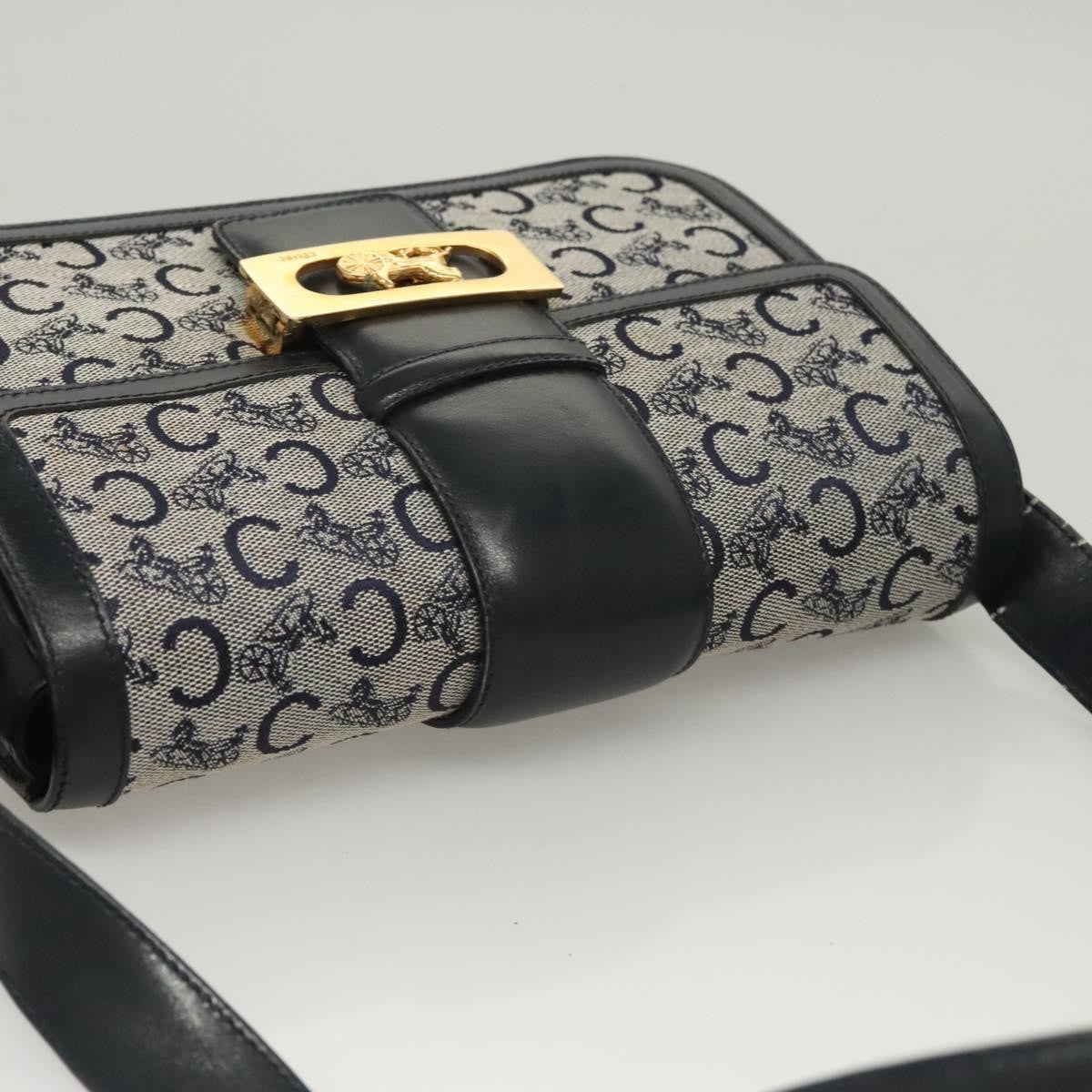 Celine C Sulky Shoulder bag Canvas and Leather, NAVY, CANVAS, Shoulder bag
