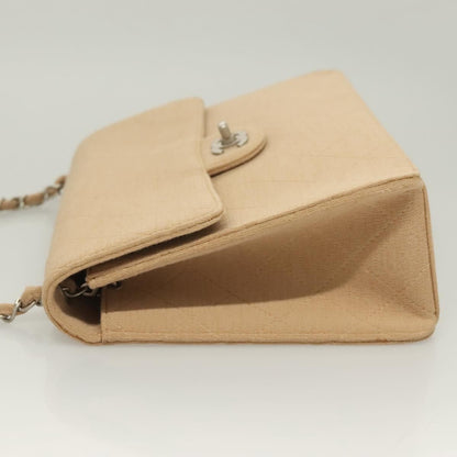 Chanel Matelasse Chain Shoulder Bag Leather, Beige, Cotton, Shoulder Bag