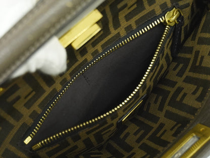 Fendi Peekaboo Bag Leather, GRAY, LEATHER, Handbag