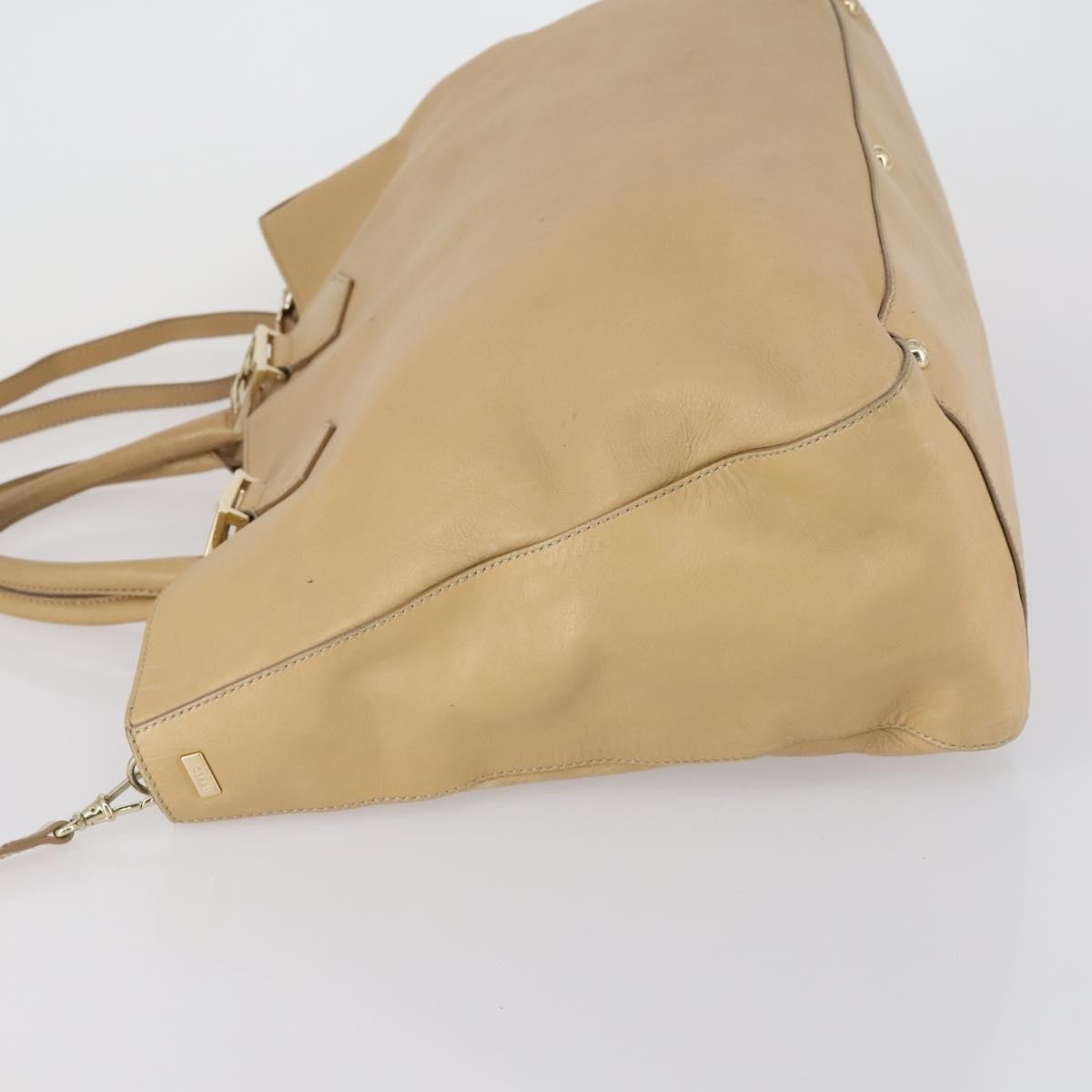 Fendi Twins Tote Leather, BEIGE, LEATHER, Tote bag