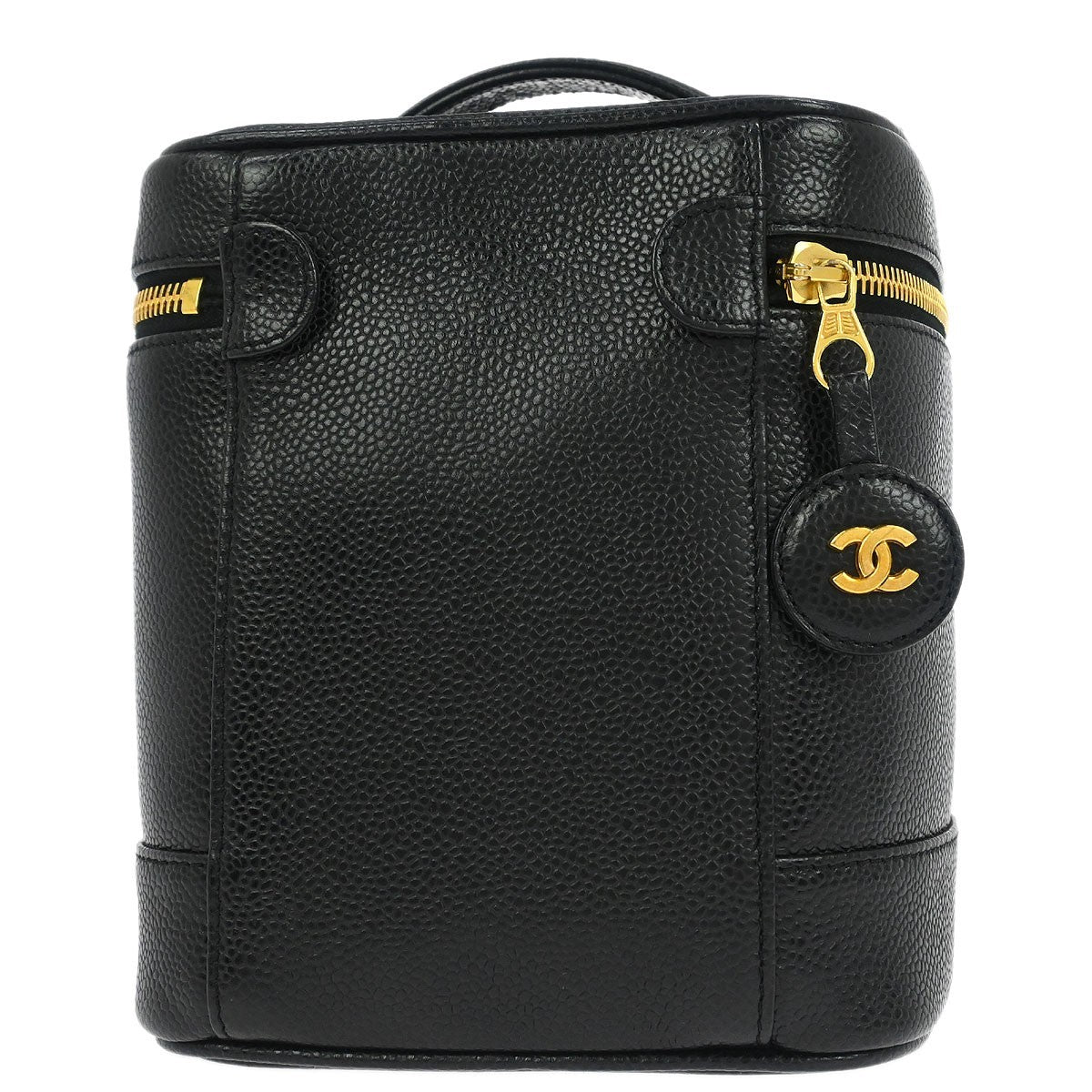 Chanel Vintage Timeless Cosmetic Case Caviar, Black, Leather, Clutch