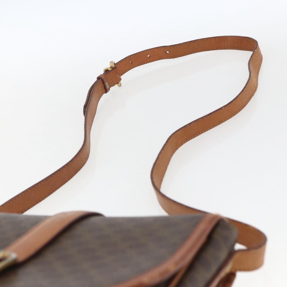 Celine Vintage Macadam Shoulder Bag Canvas and Leather, BROWN, PVC, Shoulder bag