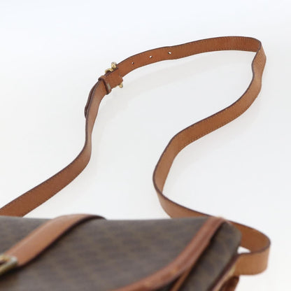 Celine Vintage Macadam Shoulder Bag Canvas and Leather, BROWN, PVC, Shoulder bag