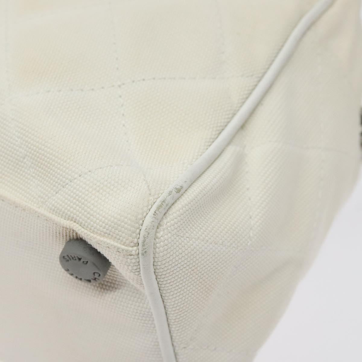 Chanel Vintage Logo Bowler Bag Quilted Canvas, WHITE, CANVAS, Handbag